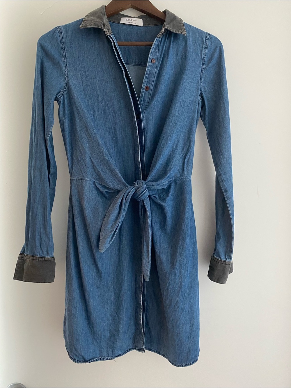 Bailey 44 Blue Denim Chambray Tie-Front Shirt Dress